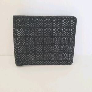 Inden-Ya Mens Bifold Wallet Black Leather Card Bill Coin Holder Compact Glam